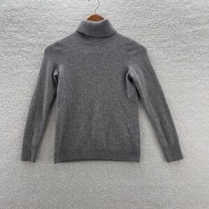 Talbots Sweater Womens Small Petite Gray Cashmere Turtleneck Preppy Luxury Cozy